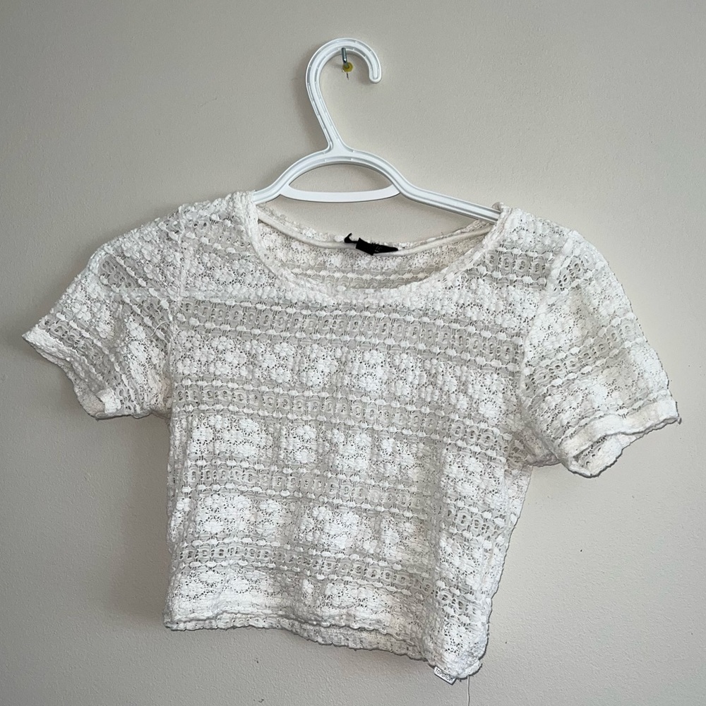 Top shop lace crop t shirt